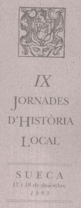 IX Jornades d&#039;història local : Sueca 17 i 18 de desembre 1993.