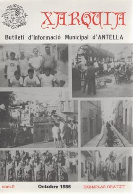 Xarquia. Butlletí d&#039;informació municipal d&#039;Antella, octubre 1986