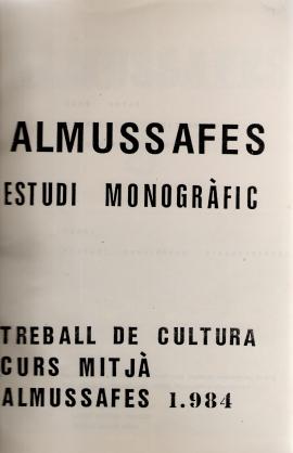 Almussafes. Estudi monogràfic. Treball de cultura. Curs mitjà. 1984