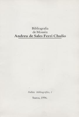 Bibliografía de Mossén Andreu de Sales Ferri Chulio
