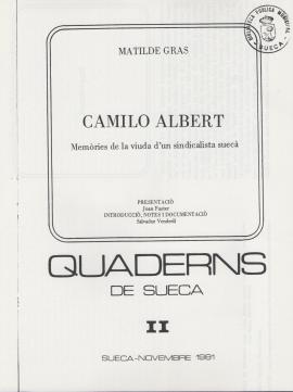 Camilo Albert, memòries de la viuda d&#039;un sindicalista suecà. Quaderns de Sueca II